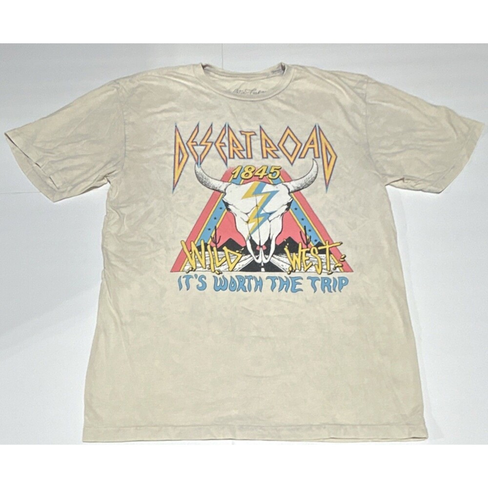 Lotus Fashion Men's Beige Western Graphic T-Shirt Size Medium